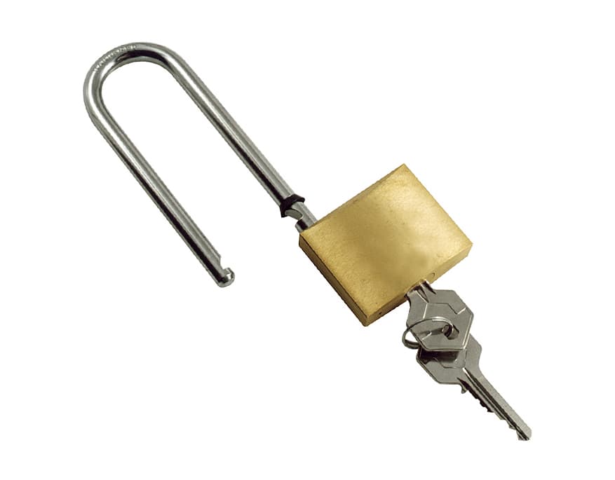 Brass padlock with 2 keys