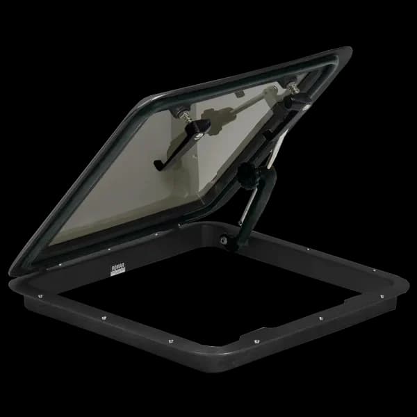 Bomar 190 Series 10″ x 10″ Square Cast Aluminum Hatch - Lens Color: Smoked | Color: Black