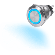 10A Push Button LED Ring Switch OFF-(ON) Blue