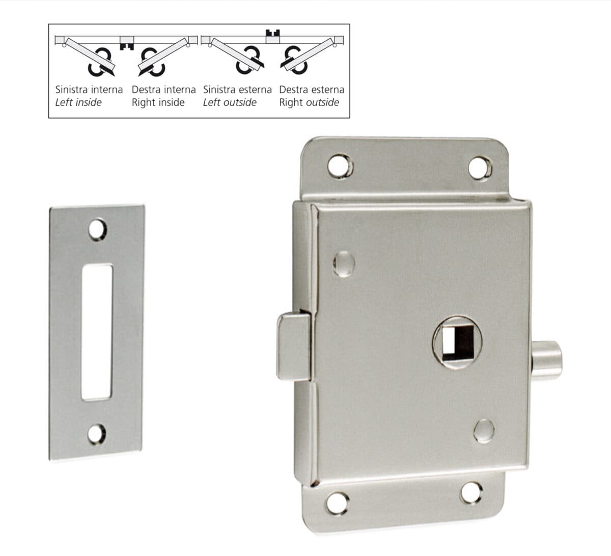 Lock with stop lever and striker