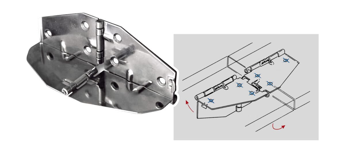 Spring hinge for folding tables