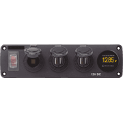 Water-Resistant Accessory Panel - 12V Socket, 2x 2.1A Dual USB Chargers, Mini Voltmeter