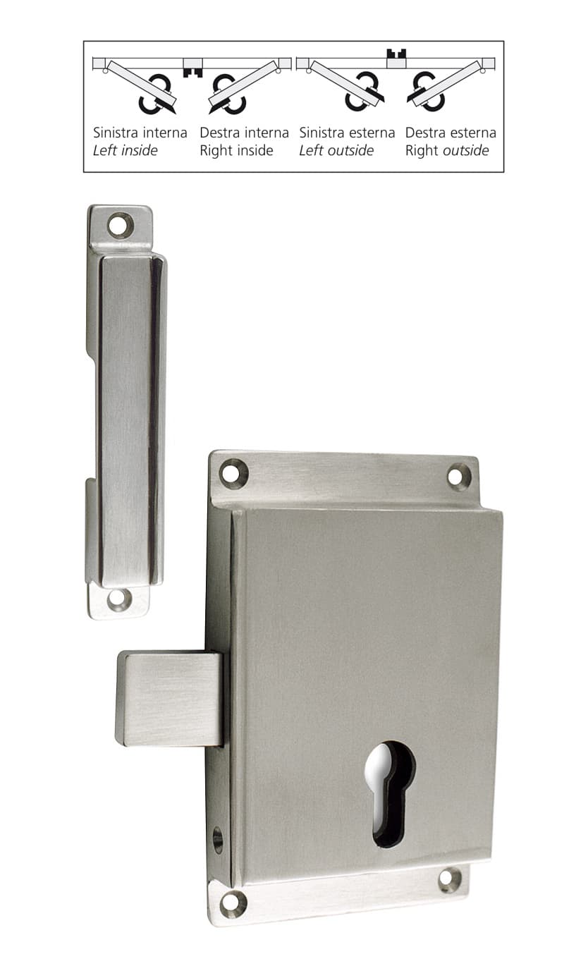 Lock with 3 trip bolts, striker and hole for cylinder
