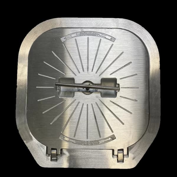 Bomar Commercial Grade Series 27″ X 27″ Square Hinged Cast Aluminum Watertight Hatch - Weld Ring: Steel | Inside Outside Opening: No