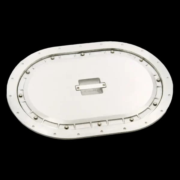 Bomar Commercial Grade Series 12″ X 18″ Oval Non-Hinged Cast Aluminum Watertight Hatch - Weld Ring: No | Inside Outside Opening: No
