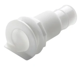 Thru-hull with L- flange, Delrin, for hose Ø 25 mm (1")
