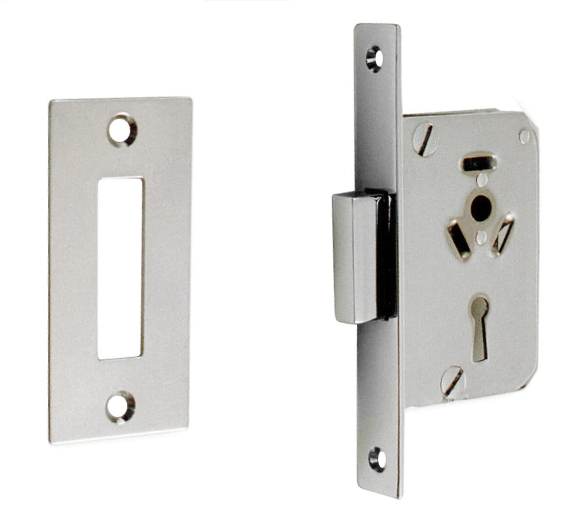 Lock with striking plate and 2 keys
