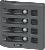 WeatherDeck® 12V DC Waterproof Circuit Breaker Panel - Gray 4 Positions