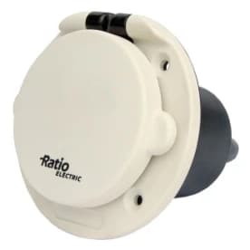 Shore power wall inlet 16A, white IP56, flush-mounted, polyamide