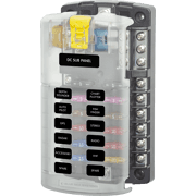 ST Blade Fuse Block - 12 Circuits with Negative Bus and Cover