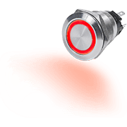 10A Push Button LED Ring Switch OFF-(ON) Red
