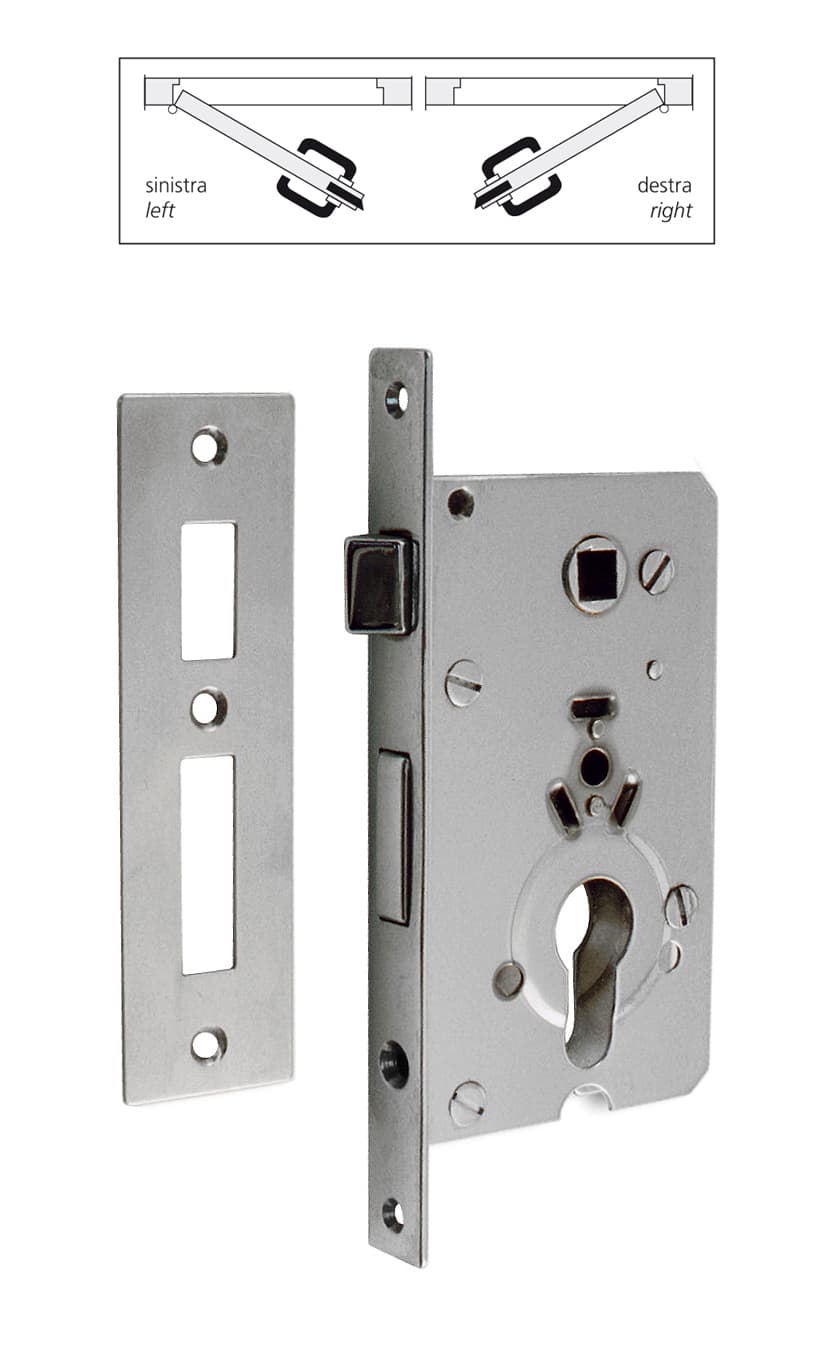 Lock with striking plate, hole for security cylinder