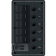 Contura Circuit Breaker Switch Panel with USB Charger - 5 Position Black