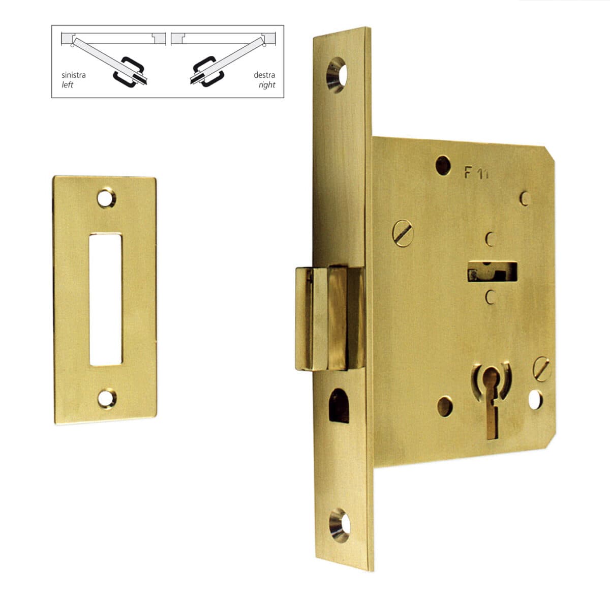 Lock with striking plate and 3 keys