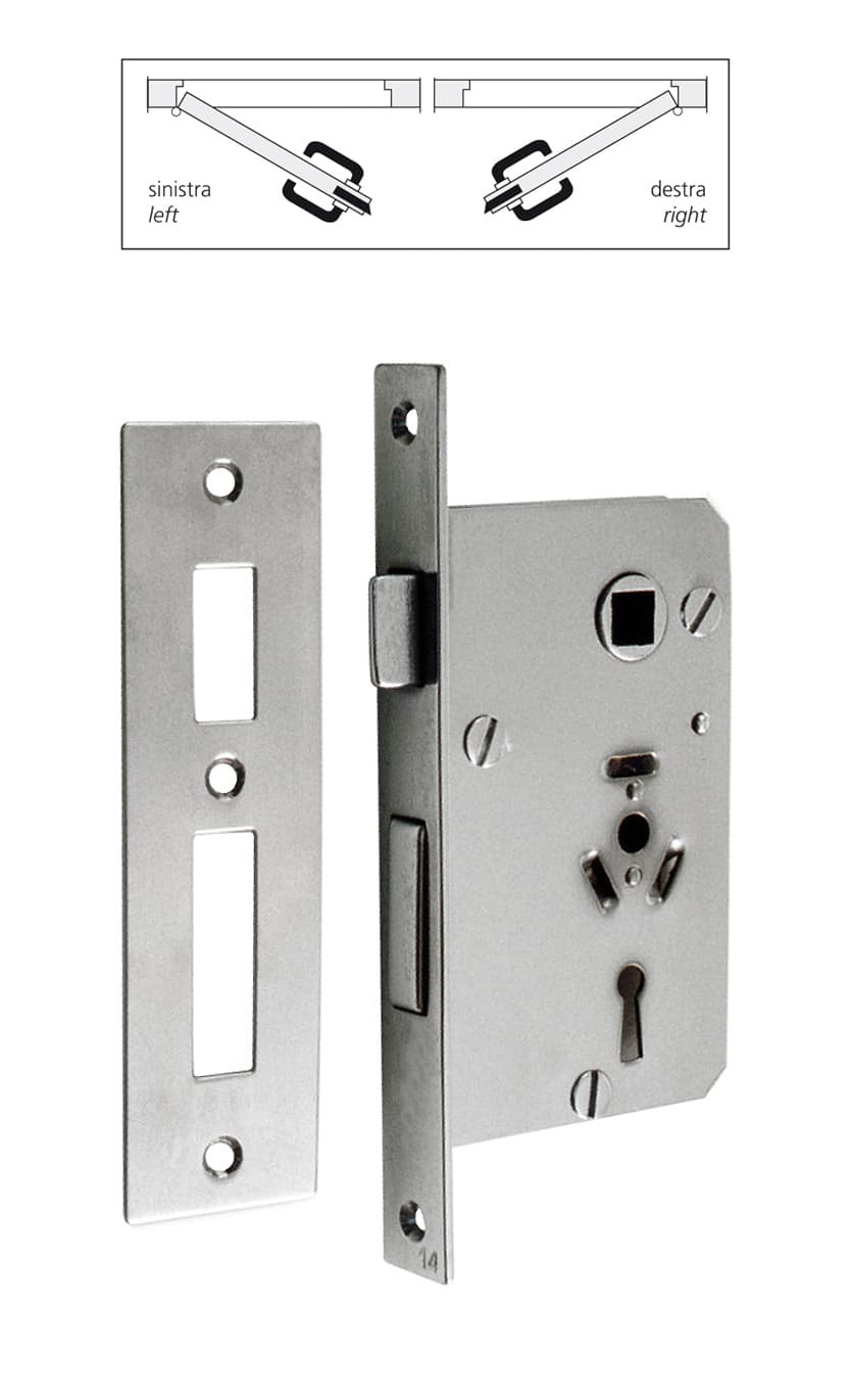 Lock with striking plate and 2 keys