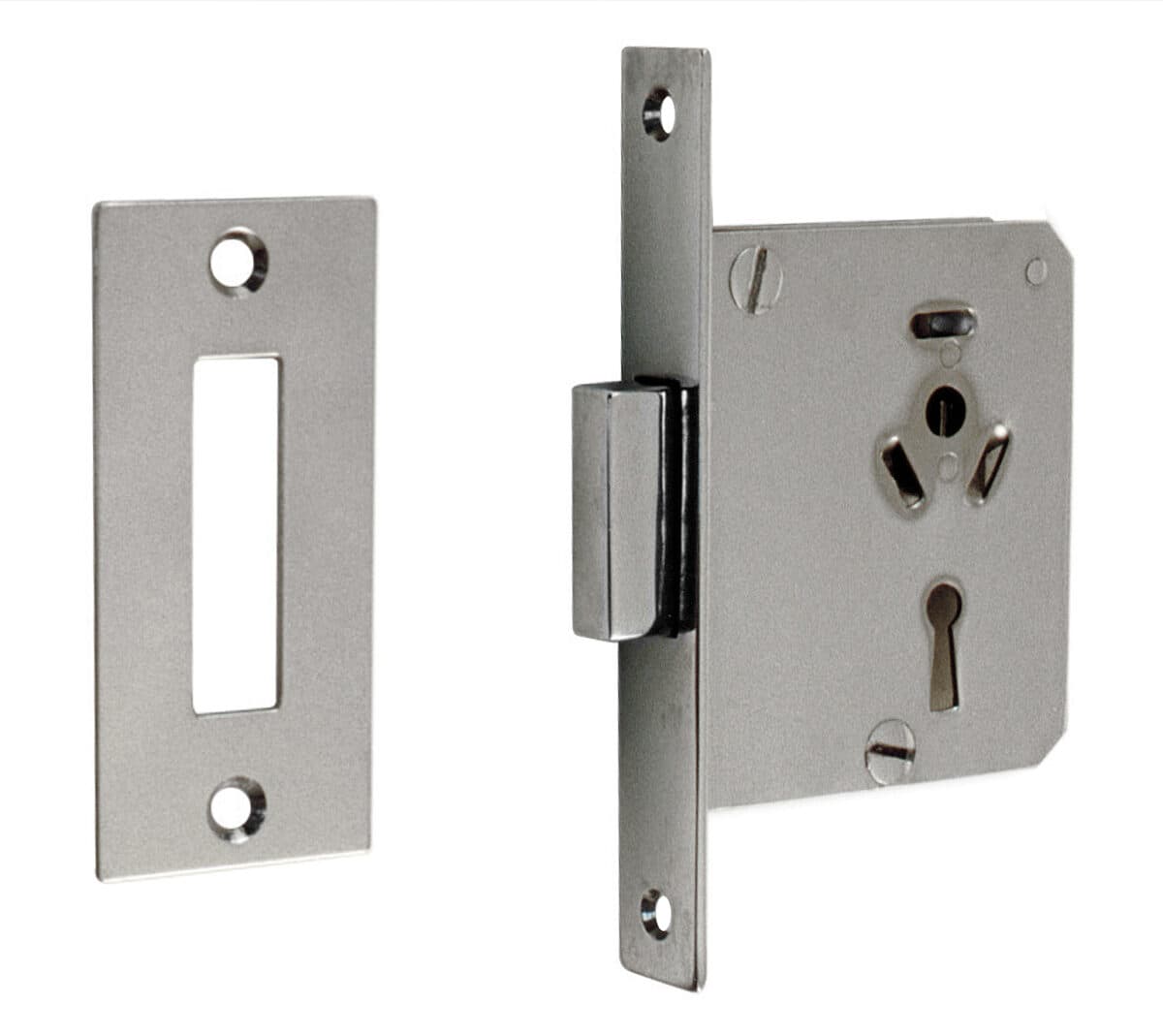 Lock with striking plate and 2 keys