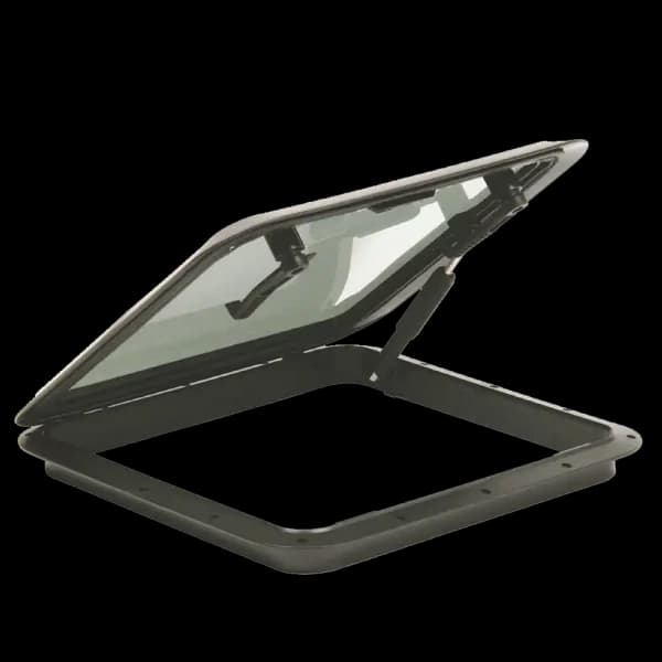 Bomar 900 Series 9 1/2″ x 9 1/2″ Square Molded Hatch - Color: White | Lens Color: Smoked | Inside Outside Opening: No