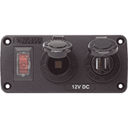Water-Resistant Accessory Panels - 15A Circuit Breaker, 12V Socket, 2.1A Dual USB Charger