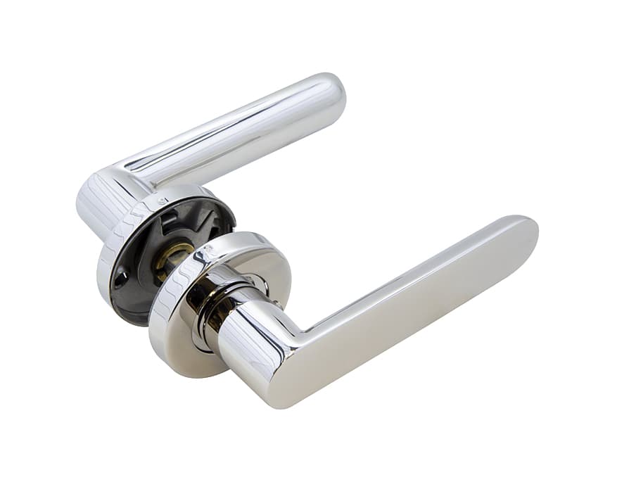PAIR OF ST.ST. HANDLES WITH ROUND ROSES