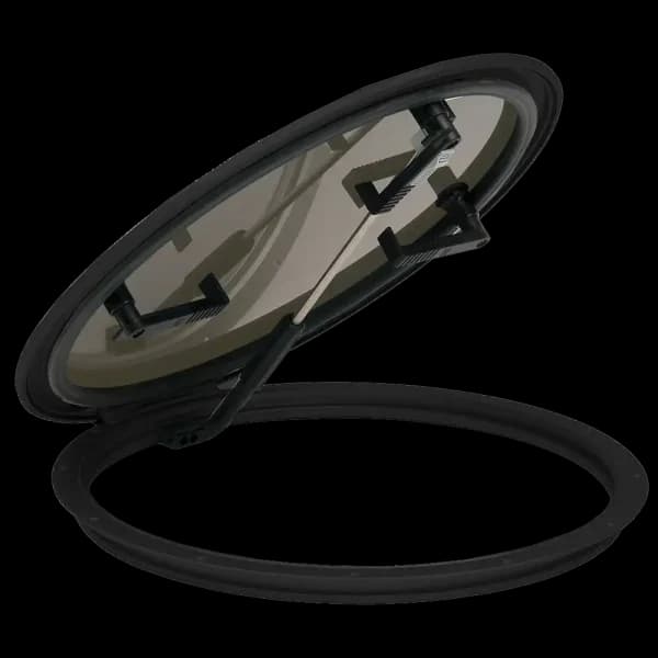 Bomar 900 Series 20 1/4″ Dia Round Molded Hatch - Color: Black | Lens Color: Smoked | Inside Outside Opening: No