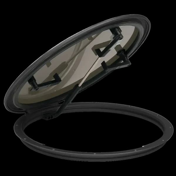 Bomar 100 Series 20 3/8″ x 20 3/8″ Dia Round Cast Aluminum Hatch - Lens Color: Smoked | Color: Black