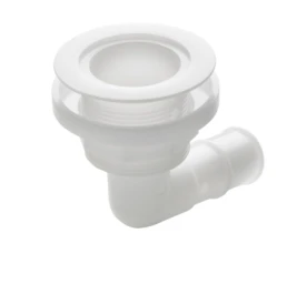 Thru-hull, 90 degree angled with low flange, Delrin, for hose Ø 28 mm (1 1/8")