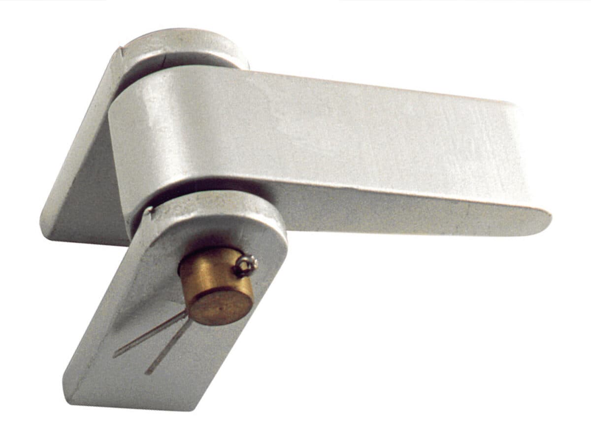 Steel hinge with brass pin and washers