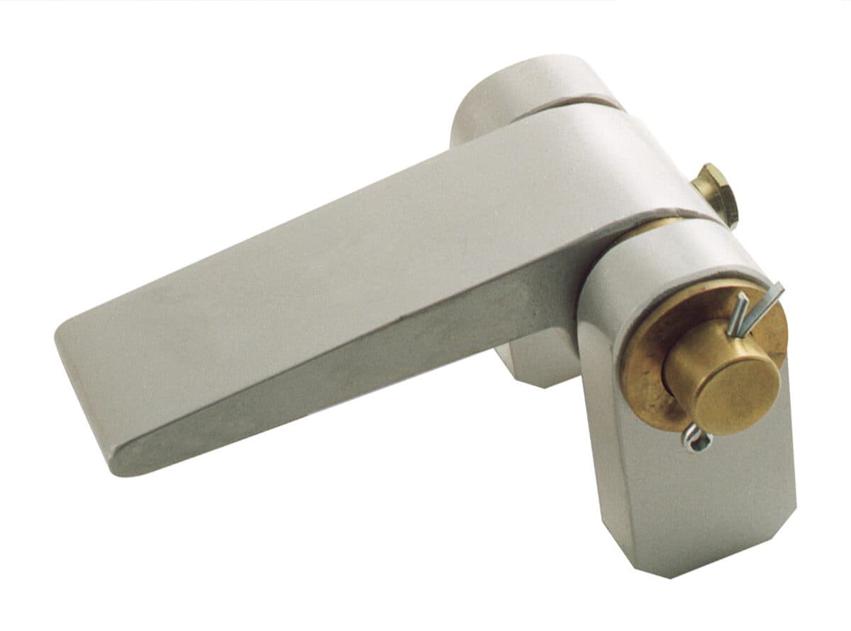Steel hinge with brass pin and washers